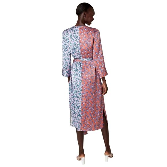 Rachel Antonoff Dress Willow Purple Orange Color Block Leopard Wrap xs NEW - Picture 9 of 9